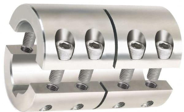 Climax Metal Products - 40mm Inside x 77mm Outside Diam, Metric Two Piece Clamping Rigid Coupling with Keyway - Apex Tool & Supply