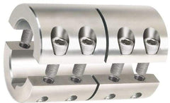 Climax Metal Products - 15mm Inside x 34mm Outside Diam, Metric Two Piece Clamping Rigid Coupling with Keyway - 50mm Long x 5mm Keyway Width x 2.3mm Keyway Depth - Apex Tool & Supply