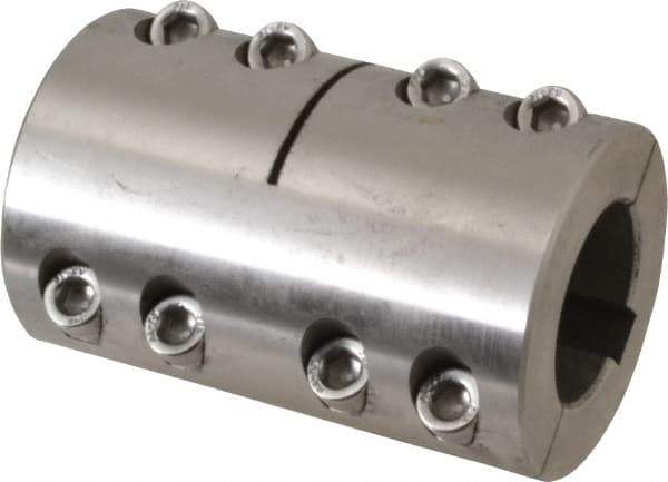 Climax Metal Products - 30mm Inside x 53mm Outside Diam, Metric Two Piece Clamping Rigid Coupling with Keyway - 83mm Long x 10mm Keyway Width x 3.3mm Keyway Depth - Apex Tool & Supply
