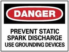 NMC - "Danger - Prevent Static Spark Discharge - Use Grounding Devices", 7" Long x 10" Wide, Pressure-Sensitive Vinyl Safety Sign - Rectangle, 0.004" Thick, Use for Accident Prevention - Apex Tool & Supply