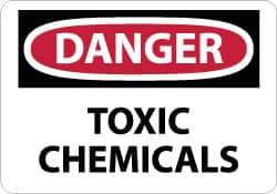 NMC - "Danger - Toxic Chemicals", 7" Long x 10" Wide, Pressure-Sensitive Vinyl Safety Sign - Rectangle, 0.004" Thick, Use for Hazardous Materials - Apex Tool & Supply