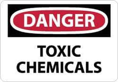 NMC - "Danger - Toxic Chemicals", 7" Long x 10" Wide, Pressure-Sensitive Vinyl Safety Sign - Rectangle, 0.004" Thick, Use for Hazardous Materials - Apex Tool & Supply