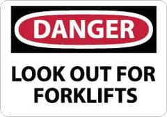 NMC - "Danger - Look Out for Forklifts", 10" Long x 14" Wide, Rigid Plastic Safety Sign - Rectangle, 0.05" Thick, Use for Accident Prevention - Apex Tool & Supply