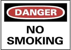 NMC - "Danger - No Smoking", 7" Long x 10" Wide, Rigid Plastic Safety Sign - Rectangle, 0.05" Thick, Use for Accident Prevention - Apex Tool & Supply