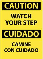 NMC - "Caution - Watch Your Step", 20" Long x 14" Wide, Pressure-Sensitive Vinyl Safety Sign - Rectangle, 0.004" Thick, Use for Accident Prevention - Apex Tool & Supply