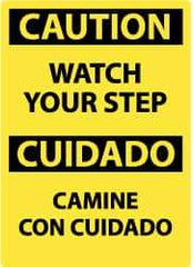 NMC - "Caution - Watch Your Step", 20" Long x 14" Wide, Pressure-Sensitive Vinyl Safety Sign - Rectangle, 0.004" Thick, Use for Accident Prevention - Apex Tool & Supply