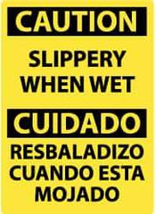NMC - "Caution - Slippery When Wet", 20" Long x 14" Wide, Rigid Plastic Safety Sign - Rectangle, 0.05" Thick, Use for Accident Prevention - Apex Tool & Supply