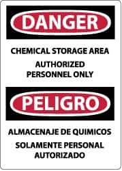 NMC - "Danger - Chemical Storage Area - Authorized Personnel Only", 14" Long x 10" Wide, Rigid Plastic Safety Sign - Rectangle, 0.05" Thick, Use for Security & Admittance - Apex Tool & Supply