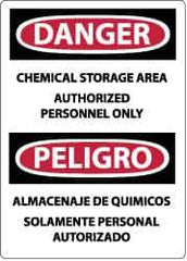 NMC - "Danger - Chemical Storage Area - Authorized Personnel Only", 14" Long x 10" Wide, Rigid Plastic Safety Sign - Rectangle, 0.05" Thick, Use for Security & Admittance - Apex Tool & Supply