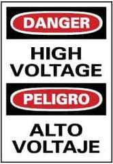 NMC - "Danger - High Voltage", 14" Long x 10" Wide, Pressure-Sensitive Vinyl Safety Sign - Rectangle, 0.004" Thick, Use for Accident Prevention - Apex Tool & Supply