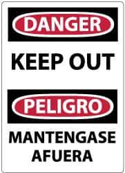 NMC - "Danger - Keep Out", 14" Long x 10" Wide, Pressure-Sensitive Vinyl Safety Sign - Rectangle, 0.004" Thick, Use for Accident Prevention - Apex Tool & Supply