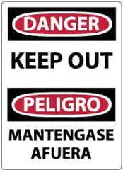 NMC - "Danger - Keep Out", 14" Long x 10" Wide, Pressure-Sensitive Vinyl Safety Sign - Rectangle, 0.004" Thick, Use for Accident Prevention - Apex Tool & Supply