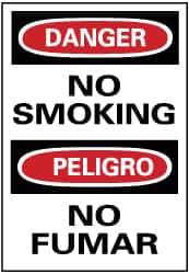 NMC - "Danger - No Smoking", 14" Long x 10" Wide, Rigid Plastic Safety Sign - Rectangle, 0.05" Thick, Use for Accident Prevention - Apex Tool & Supply