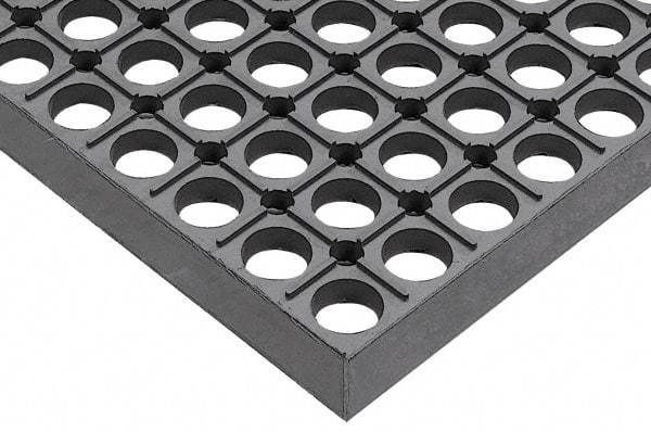Wearwell - 10' Long x 3' Wide, Dry/Wet Environment, Anti-Fatigue Matting - Gray, CFR Rubber with Rubber Base, Beveled on 4 Sides - Apex Tool & Supply