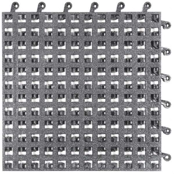 Wearwell - 18" Long x 18" Wide x 7/8" Thick, Anti-Fatigue Modular Matting Solid Grid - Male & Female, 4 Interlocking Sides, Black, For Dry Areas, Series 563 - Apex Tool & Supply