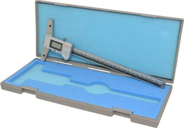 Mitutoyo - 0" to 8" Stainless Steel Electronic Depth Gage - 0.02mm Accuracy, 0.01mm Resolution, 100mm Base Length - Apex Tool & Supply