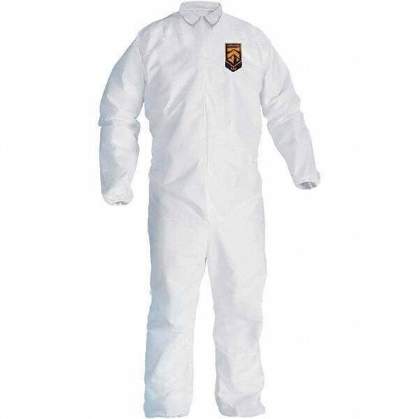 KleenGuard - Size 3XL SMS General Purpose Coveralls - White, Zipper Closure, Elastic Cuffs, Elastic Ankles, Seamless - Apex Tool & Supply