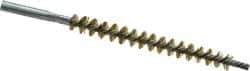 Schaefer Brush - 3" Brush Length, 5/16" Diam, Double Stem, Single Spiral Tube Brush - 4-1/2" Long, Brass, 8-32 Female Connection - Apex Tool & Supply