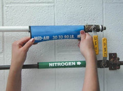 NMC - Pipe Marker with Compressed Air Legend and Arrow Graphic - 1-1/8 to 2-3/8" Pipe Outside Diam, White on Blue - Apex Tool & Supply