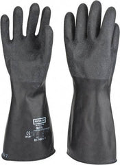 North - Size L (9), 14" Long, 17 mil Thick, Butyl Chemical Resistant Gloves - Textured Finish, Rolled Cuff, Black - Apex Tool & Supply