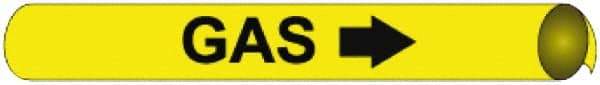 NMC - Pipe Marker with Gas Legend and Arrow Graphic - 6 to 8" Pipe Outside Diam, Black on Yellow - Apex Tool & Supply