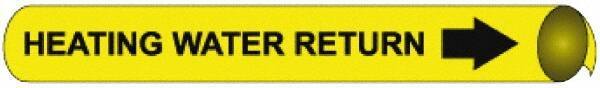 NMC - Pipe Marker with Heating Water Return Legend and Arrow Graphic - 10 to 10" Pipe Outside Diam, Black on Yellow - Apex Tool & Supply