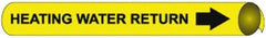 NMC - Pipe Marker with Heating Water Return Legend and Arrow Graphic - 6 to 8" Pipe Outside Diam, Black on Yellow - Apex Tool & Supply