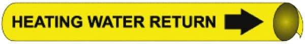 NMC - Pipe Marker with Heating Water Return Legend and Arrow Graphic - 8 to 10" Pipe Outside Diam, Black on Yellow - Apex Tool & Supply