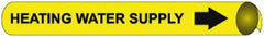 NMC - Pipe Marker with Heating Water Supply Legend and Arrow Graphic - 8 to 10" Pipe Outside Diam, Black on Yellow - Apex Tool & Supply