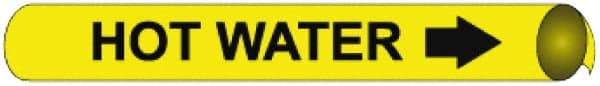 NMC - Pipe Marker with Hot Water Legend and Arrow Graphic - 8 to 10" Pipe Outside Diam, Black on Yellow - Apex Tool & Supply