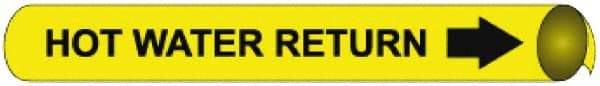 NMC - Pipe Marker with Hot Water Return Legend and Arrow Graphic - 10 to 10" Pipe Outside Diam, Black on Yellow - Apex Tool & Supply
