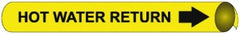 NMC - Pipe Marker with Hot Water Return Legend and Arrow Graphic - 8 to 10" Pipe Outside Diam, Black on Yellow - Apex Tool & Supply