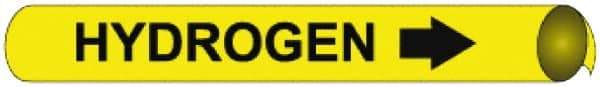 NMC - Pipe Marker with Hydrogen Legend and Arrow Graphic - 8 to 10" Pipe Outside Diam, Black on Yellow - Apex Tool & Supply