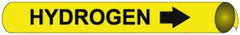 NMC - Pipe Marker with Hydrogen Legend and Arrow Graphic - 4-5/8 to 5-7/8" Pipe Outside Diam, Black on Yellow - Apex Tool & Supply