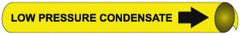 NMC - Pipe Marker with Low Pressure Condensate Legend and Arrow Graphic - 3-3/8 to 4-1/2" Pipe Outside Diam, Black on Yellow - Apex Tool & Supply