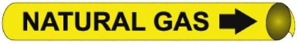 NMC - Pipe Marker with Natural Gas Legend and Arrow Graphic - 4-5/8 to 5-7/8" Pipe Outside Diam, Black on Yellow - Apex Tool & Supply