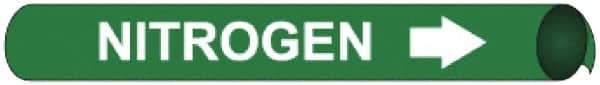 NMC - Pipe Marker with Nitrogen Legend and Arrow Graphic - 4-5/8 to 5-7/8" Pipe Outside Diam, White on Green - Apex Tool & Supply