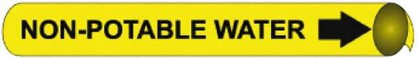 NMC - Pipe Marker with Non-Potable Water Legend and Arrow Graphic - 8 to 10" Pipe Outside Diam, Black on Yellow - Apex Tool & Supply