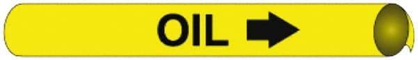 NMC - Pipe Marker with Oil Legend and Arrow Graphic - 4-5/8 to 5-7/8" Pipe Outside Diam, Black on Yellow - Apex Tool & Supply