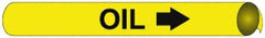 NMC - Pipe Marker with Oil Legend and Arrow Graphic - 1-1/8 to 2-3/8" Pipe Outside Diam, Black on Yellow - Apex Tool & Supply