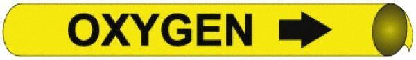 NMC - Pipe Marker with Oxygen Legend and Arrow Graphic - 10 to 10" Pipe Outside Diam, Black on Yellow - Apex Tool & Supply