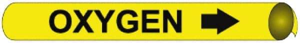 NMC - Pipe Marker with Oxygen Legend and Arrow Graphic - 3-3/8 to 4-1/2" Pipe Outside Diam, Black on Yellow - Apex Tool & Supply