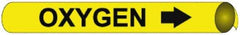 NMC - Pipe Marker with Oxygen Legend and Arrow Graphic - 1-1/8 to 2-3/8" Pipe Outside Diam, Black on Yellow - Apex Tool & Supply