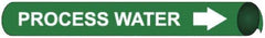 NMC - Pipe Marker with Process Water Legend and Arrow Graphic - 4-5/8 to 5-7/8" Pipe Outside Diam, White on Green - Apex Tool & Supply