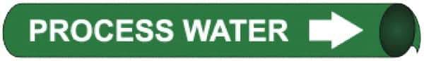 NMC - Pipe Marker with Process Water Legend and Arrow Graphic - 2-1/2 to 3-1/4" Pipe Outside Diam, White on Green - Apex Tool & Supply