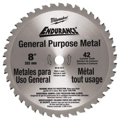 Milwaukee Tool - 8" Diam, 42 Tooth Wet & Dry Cut Saw Blade - Carbide-Tipped, Standard Round Arbor - Apex Tool & Supply