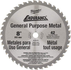 Milwaukee Tool - 8" Diam, 5/8" Arbor Hole Diam, 42 Tooth Wet & Dry Cut Saw Blade - Cermet-Tipped, Burr-Free, Clean, Smooth Action, Standard Round Arbor - Apex Tool & Supply