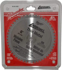 Milwaukee Tool - 8" Diam, 5/8" Arbor Hole Diam, 50 Tooth Wet & Dry Cut Saw Blade - Cermet-Tipped, Burr-Free, Clean, Smooth Action, Standard Round Arbor - Apex Tool & Supply