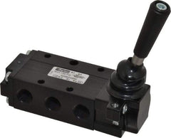 Parker - 0.83 CV Rate, 1/4" NPT Inlet Direct Air 4 Mechanical Spool Valve - 4 Way, 2 Position, 150 Max psi, Lever Manual Return - Apex Tool & Supply
