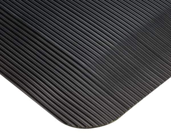 Wearwell - 5' Long x 3' Wide, Dry Environment, Anti-Fatigue Matting - Black, Vinyl with Vinyl Sponge Base, Beveled on 4 Sides - Apex Tool & Supply